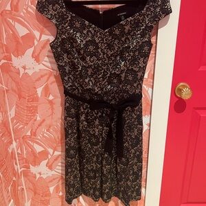 Le Chateau Black and Gold Floral Mini Dress